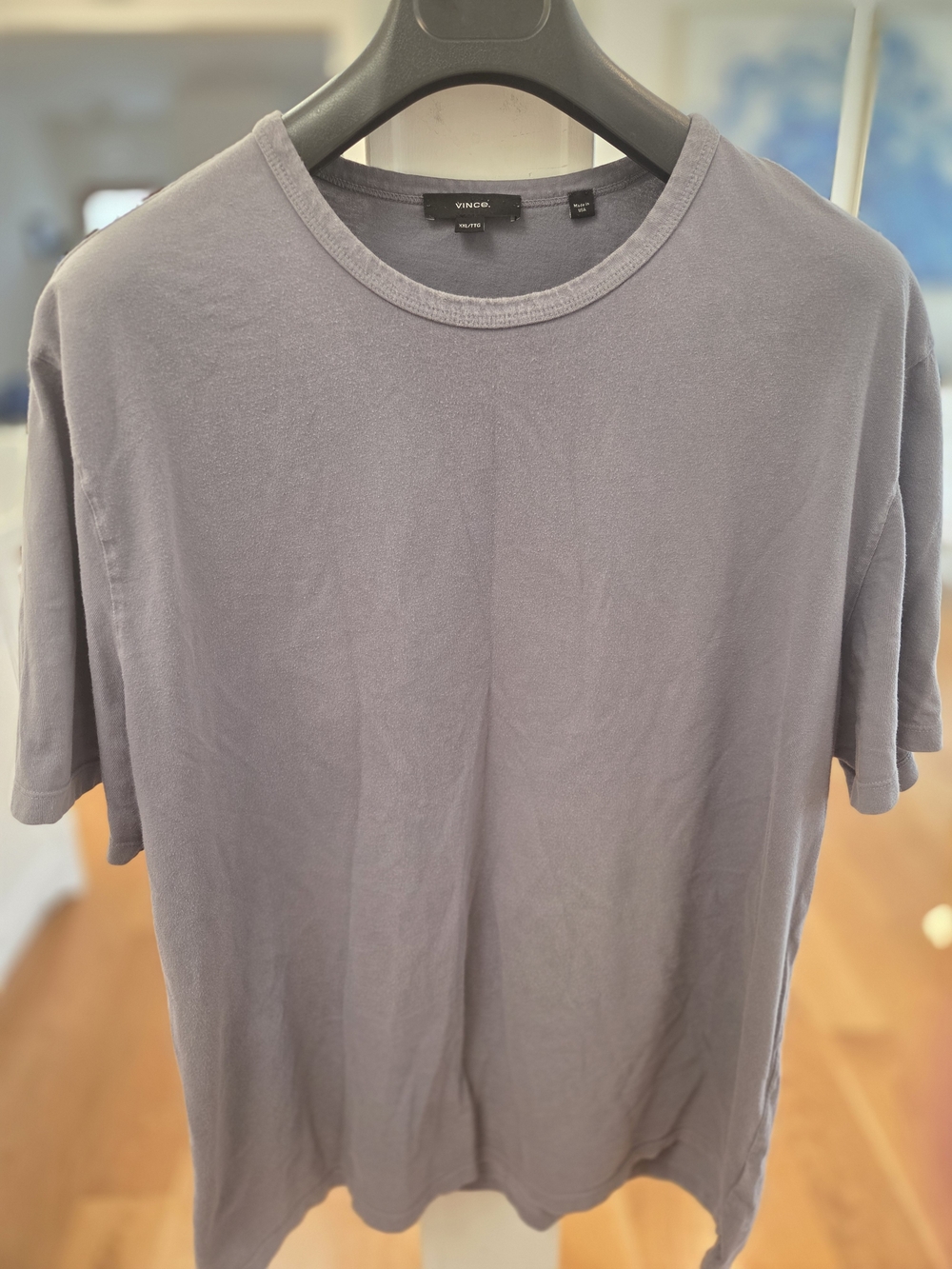 Vince Men's Crewneck Double Extra Large (XXL) Gray Short Sleeve Cotton T-Shirt